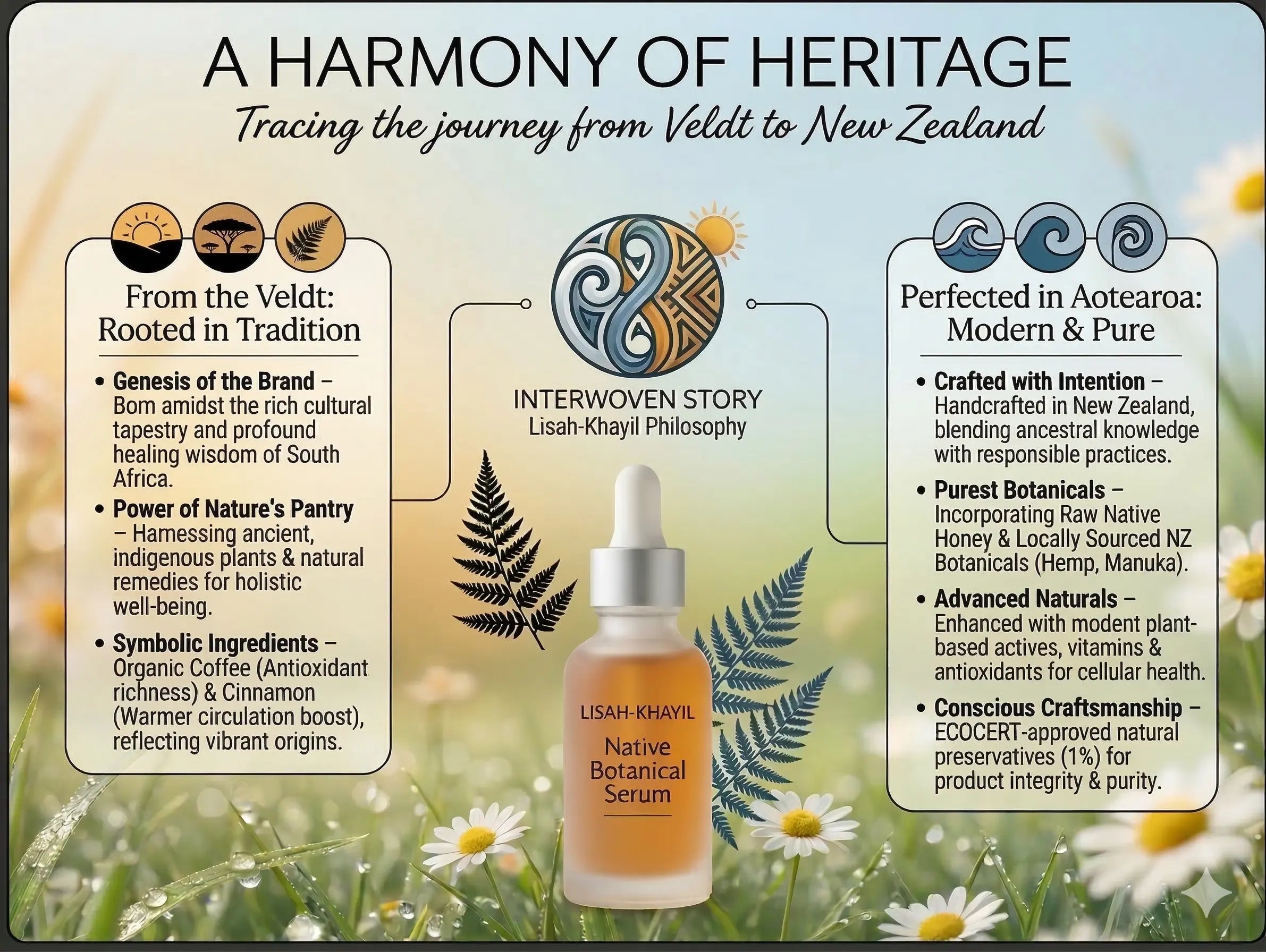 Lisah-Khayil Native Botanical Serum, an organic skincare line from New Zealand inspired by the traditional herbal wisdom of South Africa